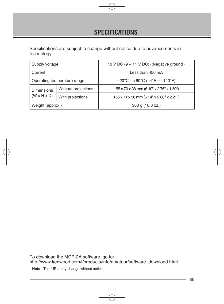 Maintenance specifications | Kenwood RC-D10 User Manual | Page 41 / 41