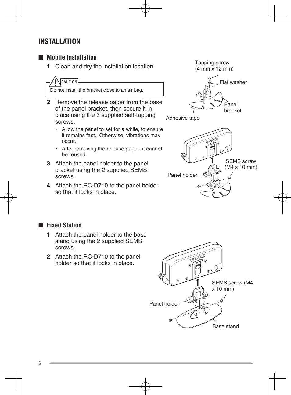 Installation | Kenwood RC-D10 User Manual | Page 8 / 41