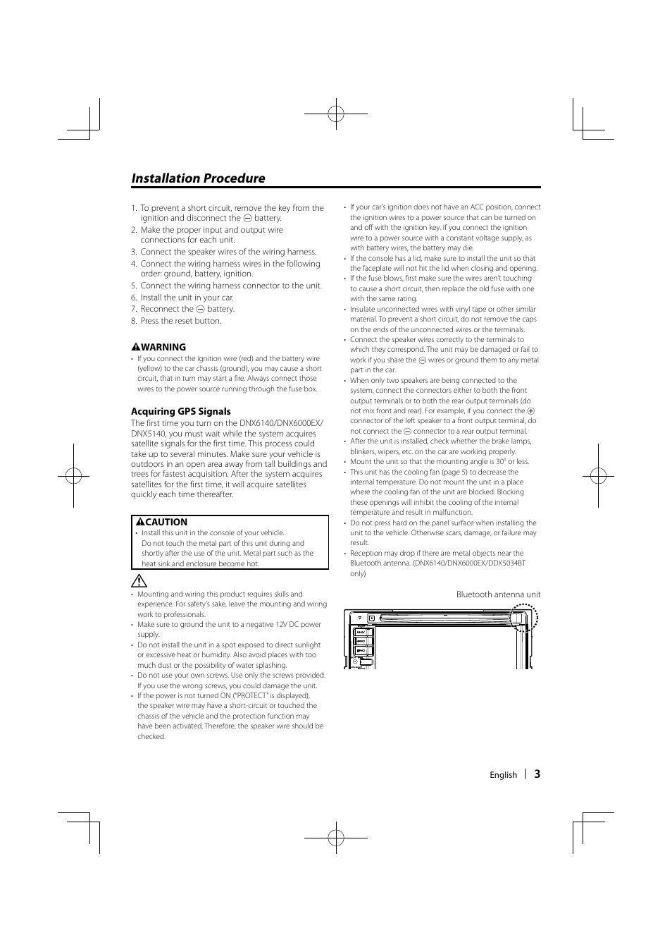 Installation procedure | Kenwood DDX5034 User Manual | Page 3 / 32