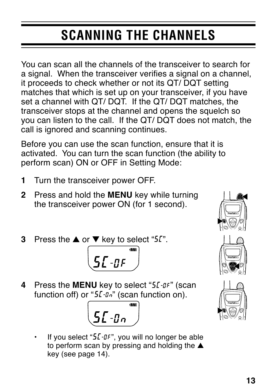 Scanning the channels | Kenwood TK-3131 User Manual | Page 19 / 50