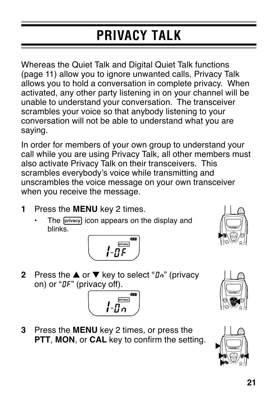 Privacy talk | Kenwood TK-3131 User Manual | Page 27 / 50