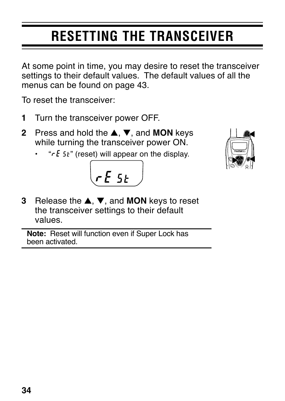 Resetting the transceiver | Kenwood TK-3131 User Manual | Page 40 / 50