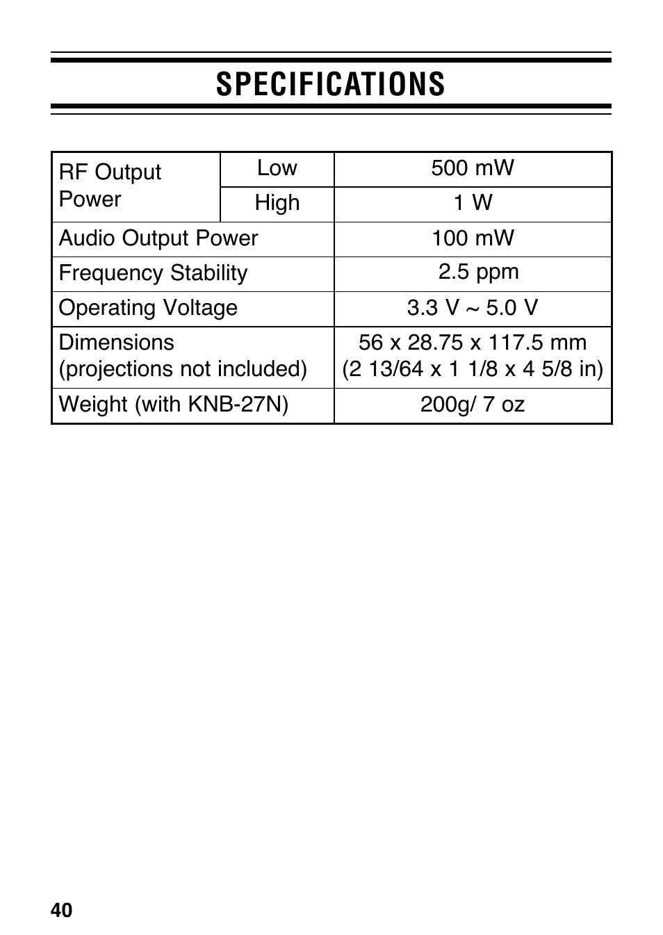 Specifications | Kenwood TK-3131 User Manual | Page 46 / 50