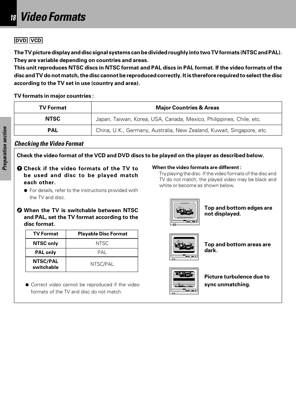 Video formats, Checking the video format | Kenwood HM-DV6MD User Manual | Page 18 / 104