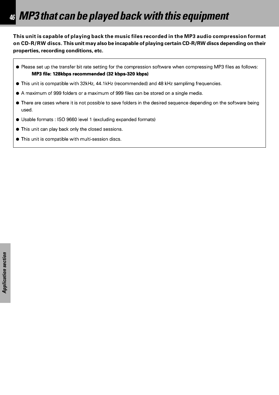Mp3 that can be played back with this equipment | Kenwood HM-DV6MD User Manual | Page 46 / 104