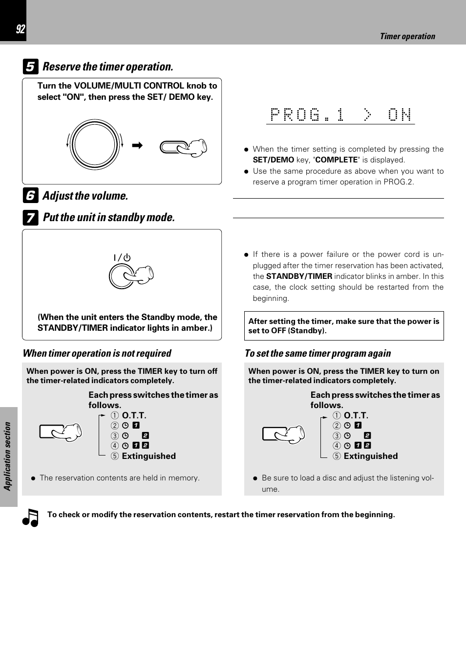 Put the unit in standby mode, Reserve the timer operation, Adjust the volume | Kenwood HM-DV6MD User Manual | Page 92 / 104