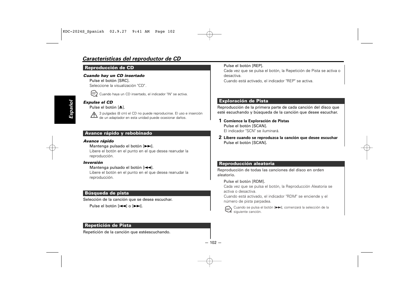 Kenwood KDC-2094 User Manual | Page 102 / 128