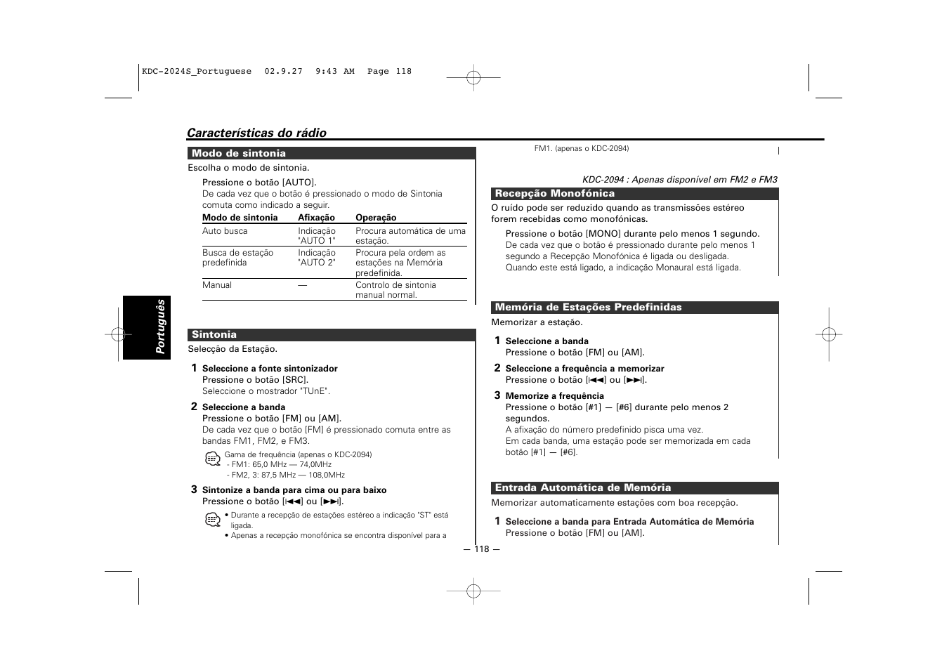 Kenwood KDC-2094 User Manual | Page 118 / 128