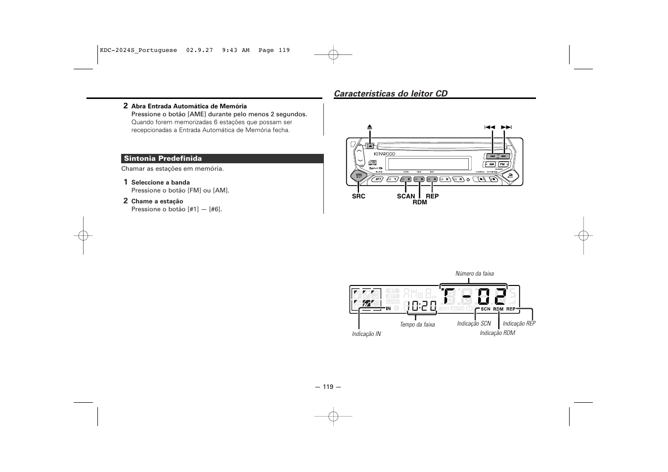 Caracteristicas do leitor cd | Kenwood KDC-2094 User Manual | Page 119 / 128