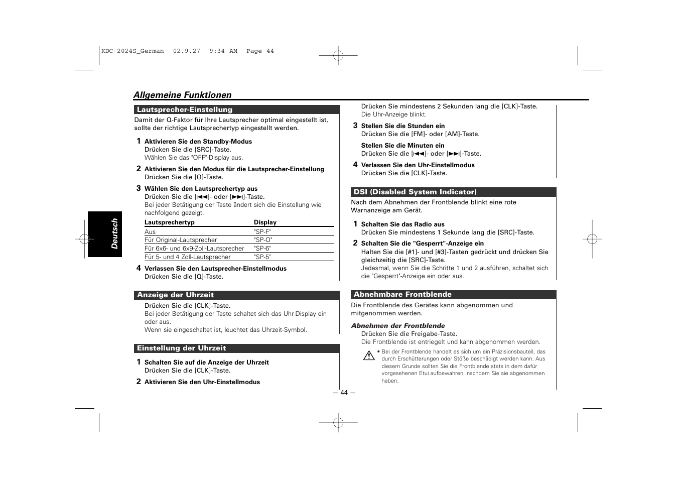 Kenwood KDC-2094 User Manual | Page 44 / 128