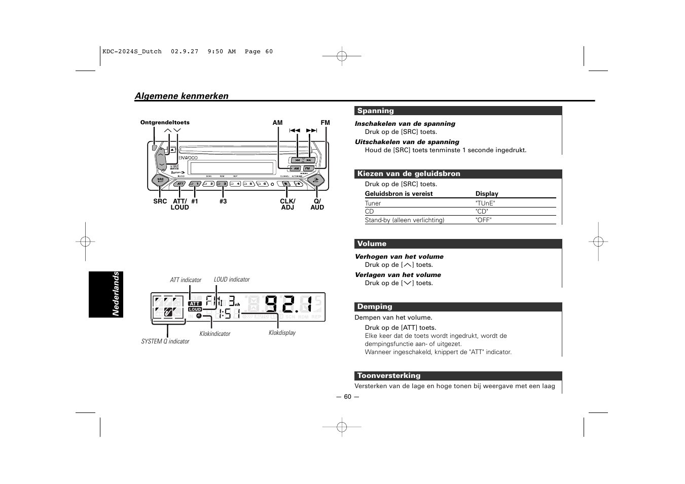 Algemene kenmerken | Kenwood KDC-2094 User Manual | Page 60 / 128