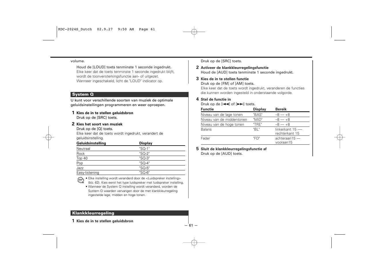 Kenwood KDC-2094 User Manual | Page 61 / 128