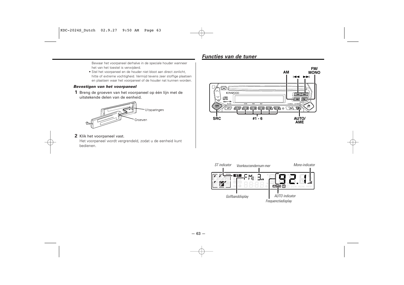 Functies van de tuner | Kenwood KDC-2094 User Manual | Page 63 / 128