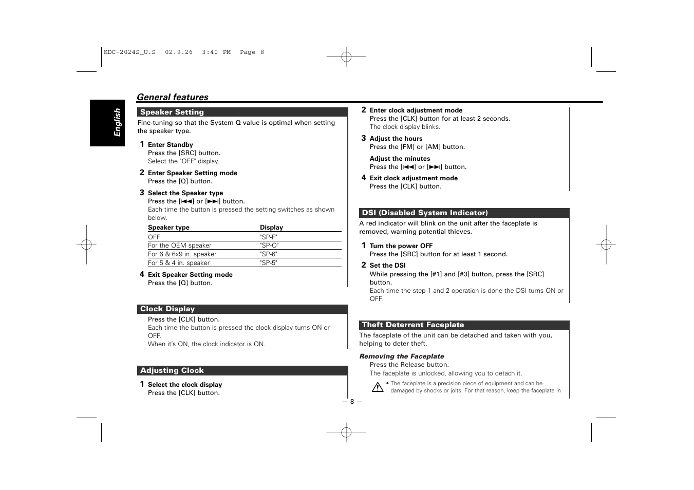 Kenwood KDC-2094 User Manual | Page 8 / 128