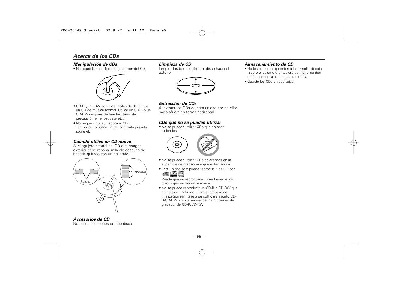 Acerca de los cds | Kenwood KDC-2094 User Manual | Page 95 / 128