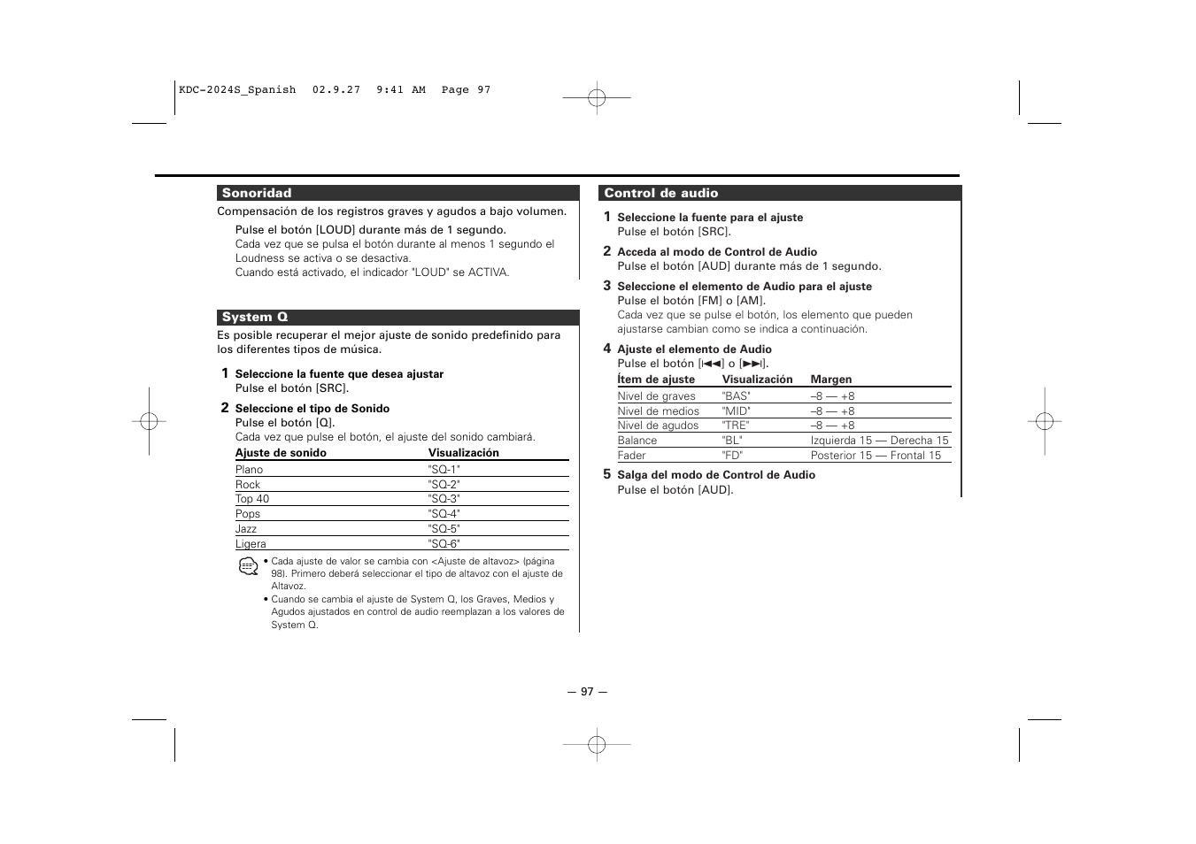 Kenwood KDC-2094 User Manual | Page 97 / 128