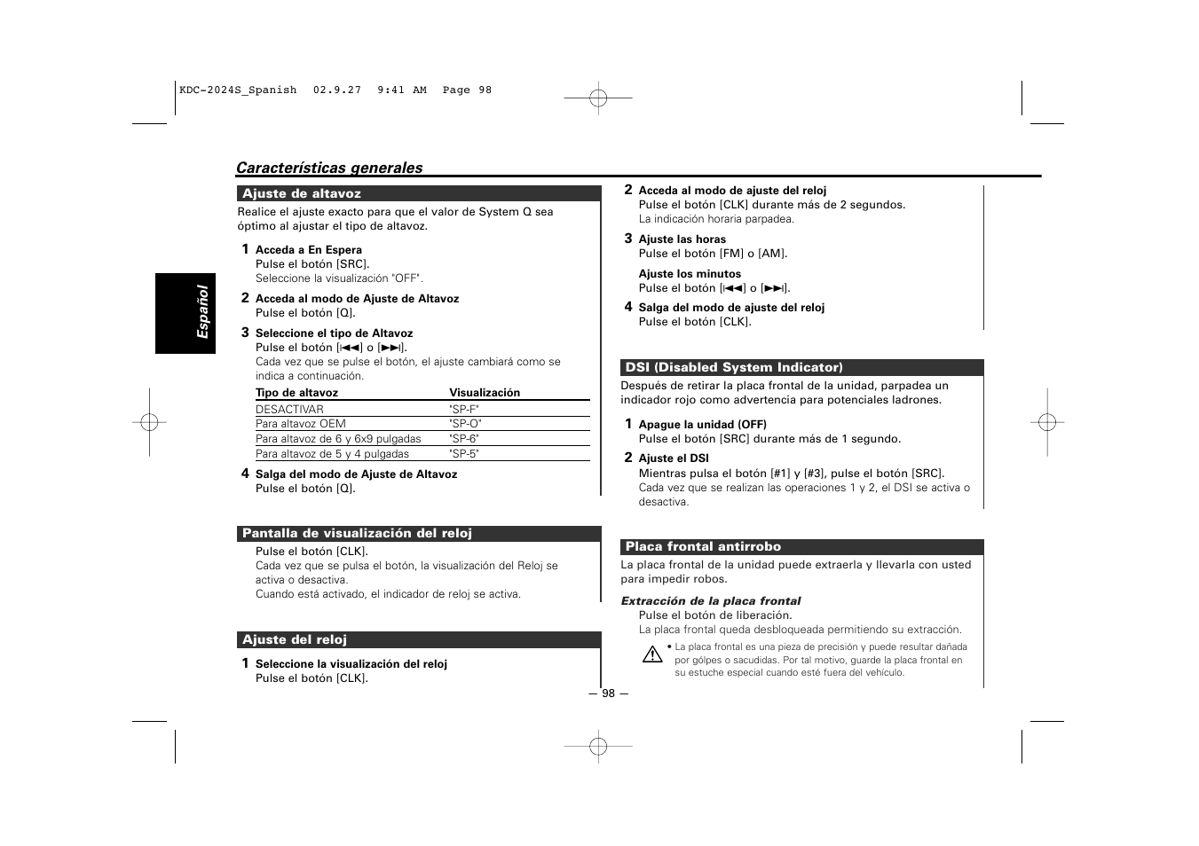 Kenwood KDC-2094 User Manual | Page 98 / 128