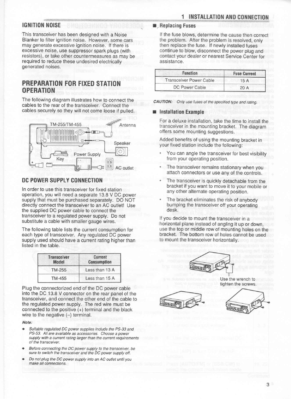 Preparation for fixed station operation, Preparation for mobile operation | Kenwood TM-255E User Manual | Page 10 / 66