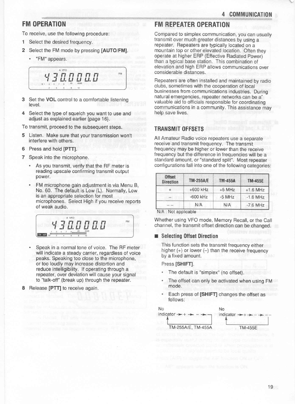 Fm operation, Fm repeater operation | Kenwood TM-255E User Manual | Page 26 / 66