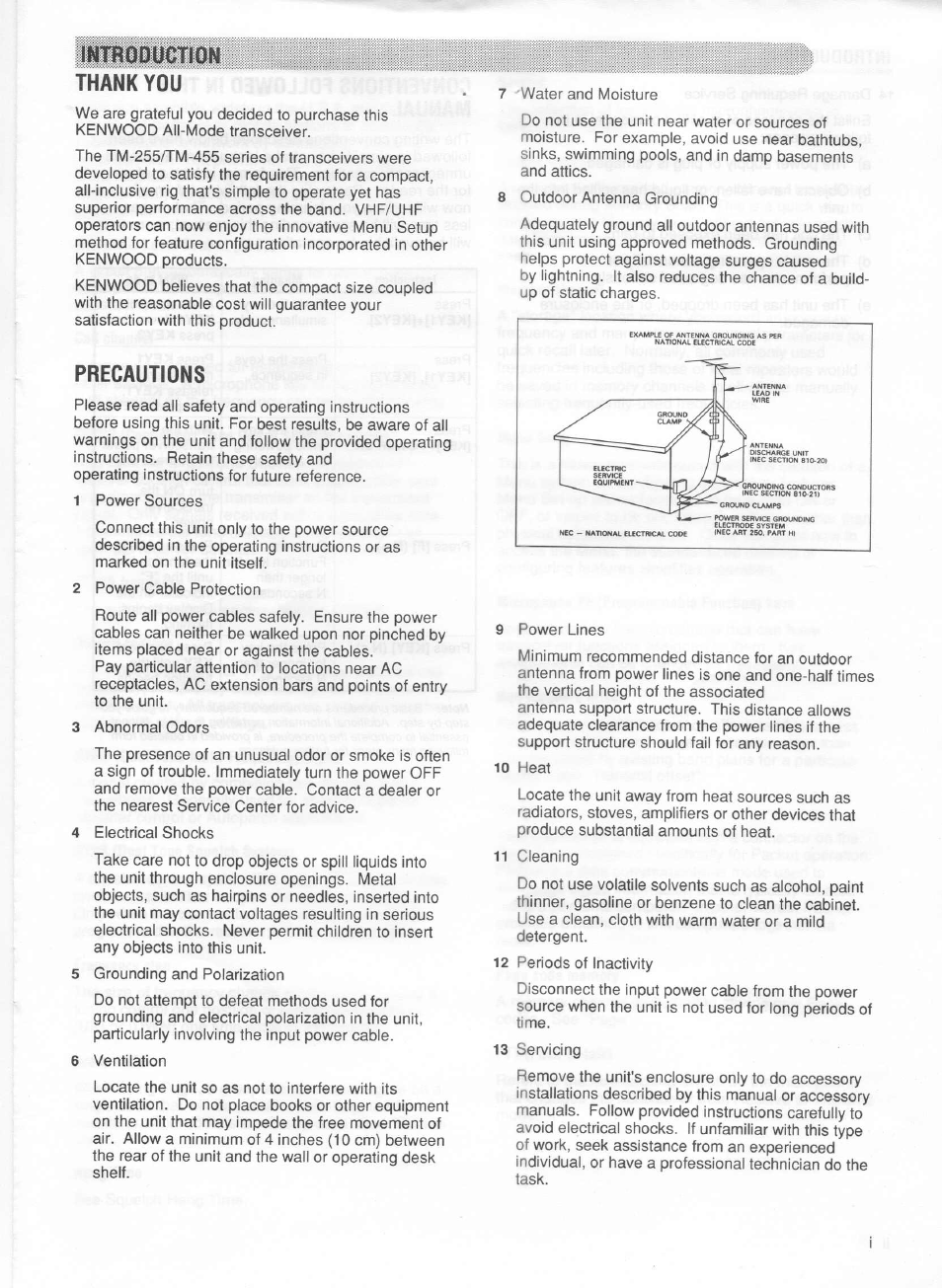 L)itr0l)oetion thank you, Precautions | Kenwood TM-255E User Manual | Page 3 / 66