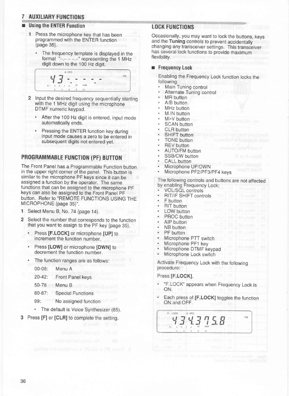 Lock functions | Kenwood TM-255E User Manual | Page 43 / 66