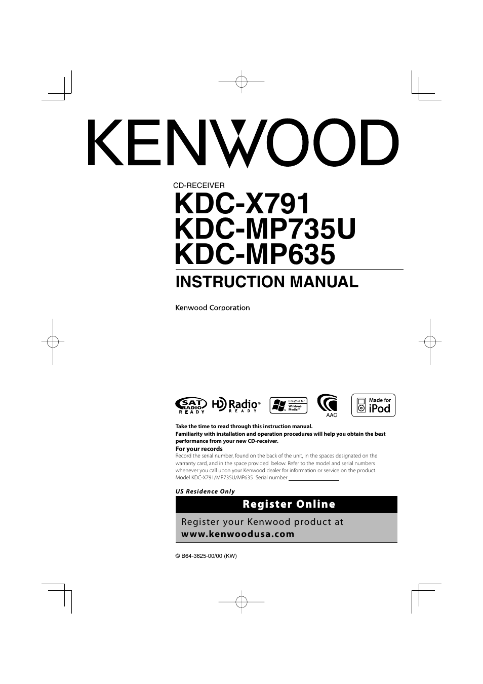 Kenwood KDC-MP635 User Manual | 52 pages