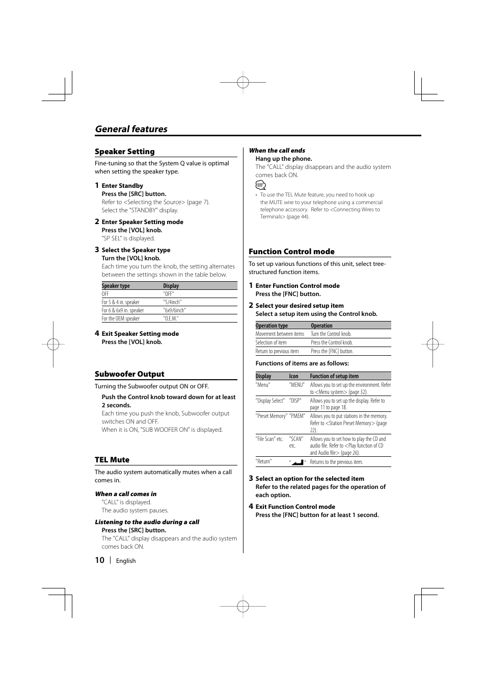 General features | Kenwood KDC-MP635 User Manual | Page 10 / 52