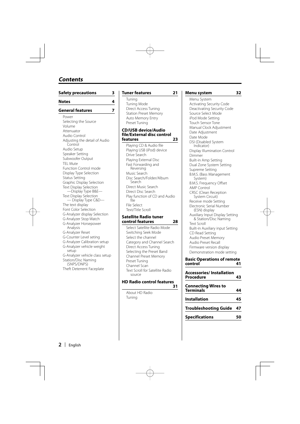 Kenwood KDC-MP635 User Manual | Page 2 / 52