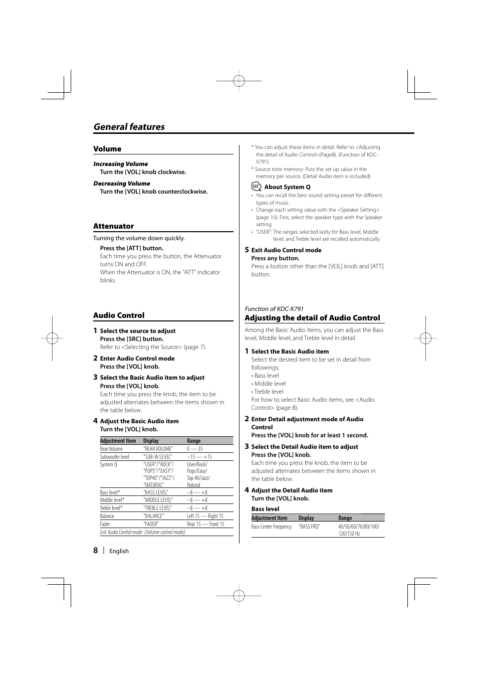 General features | Kenwood KDC-MP635 User Manual | Page 8 / 52