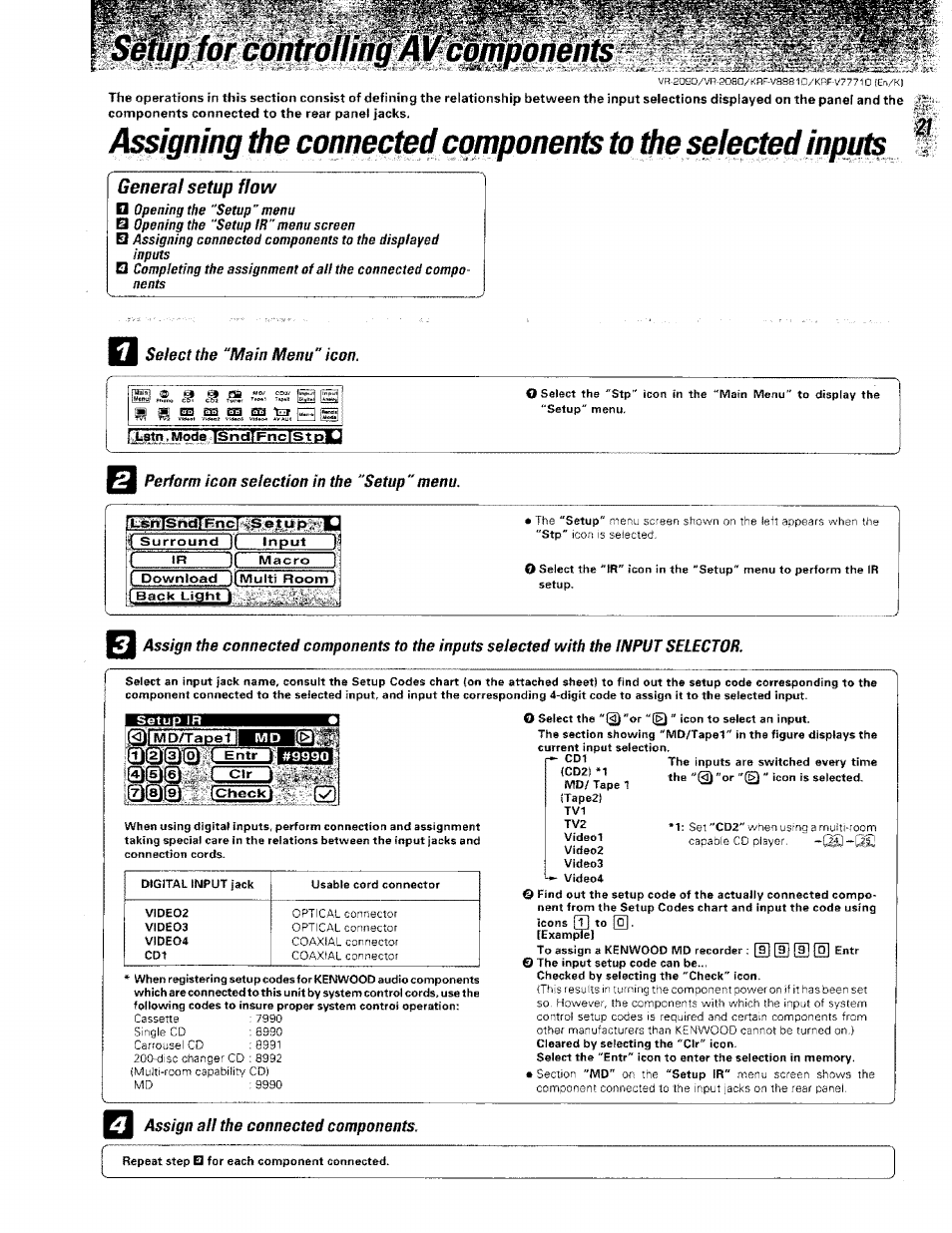 Wtüpíórwnmlm, General setup flow | Kenwood KRF-V8881 D User Manual | Page 21 / 77