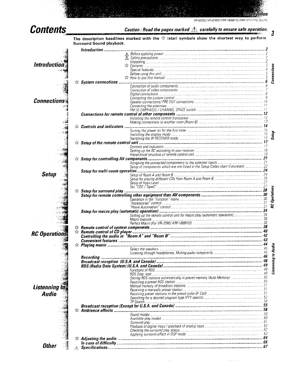 Kenwood KRF-V8881 D User Manual | Page 3 / 77