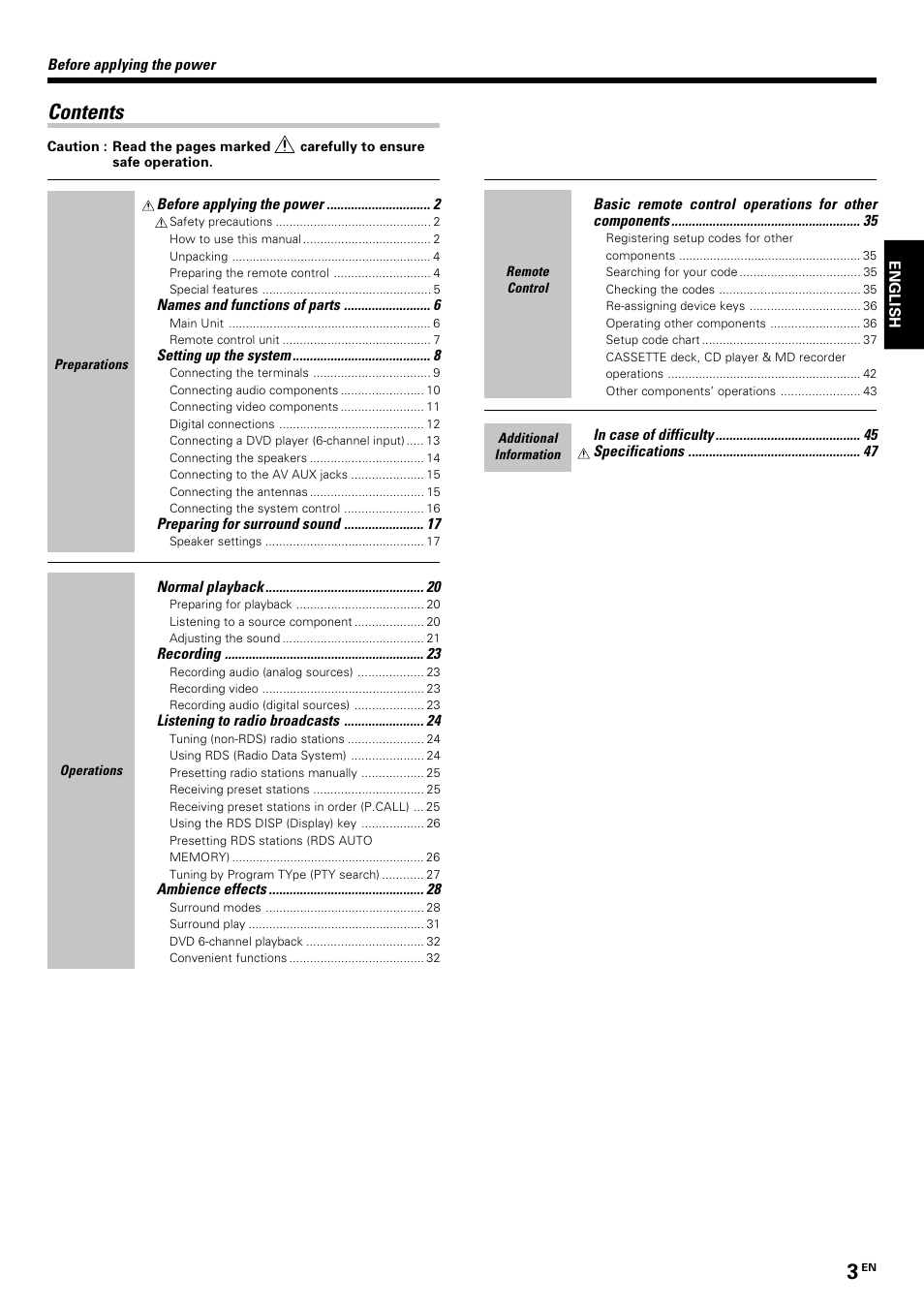 Kenwood KRF-V7070D User Manual | Page 3 / 48