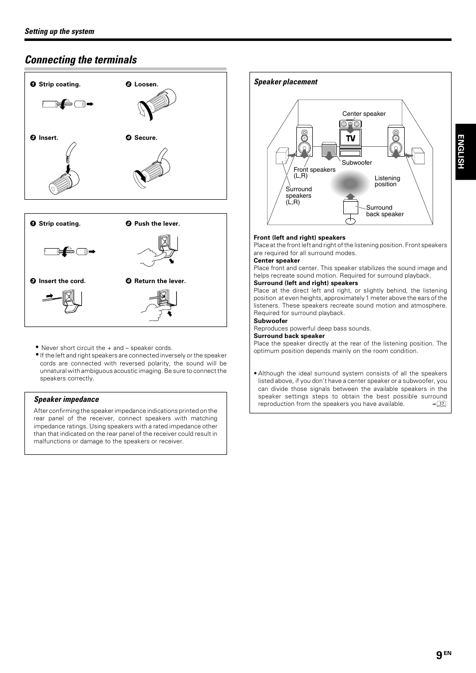 Connecting the terminals | Kenwood KRF-V7070D User Manual | Page 9 / 48