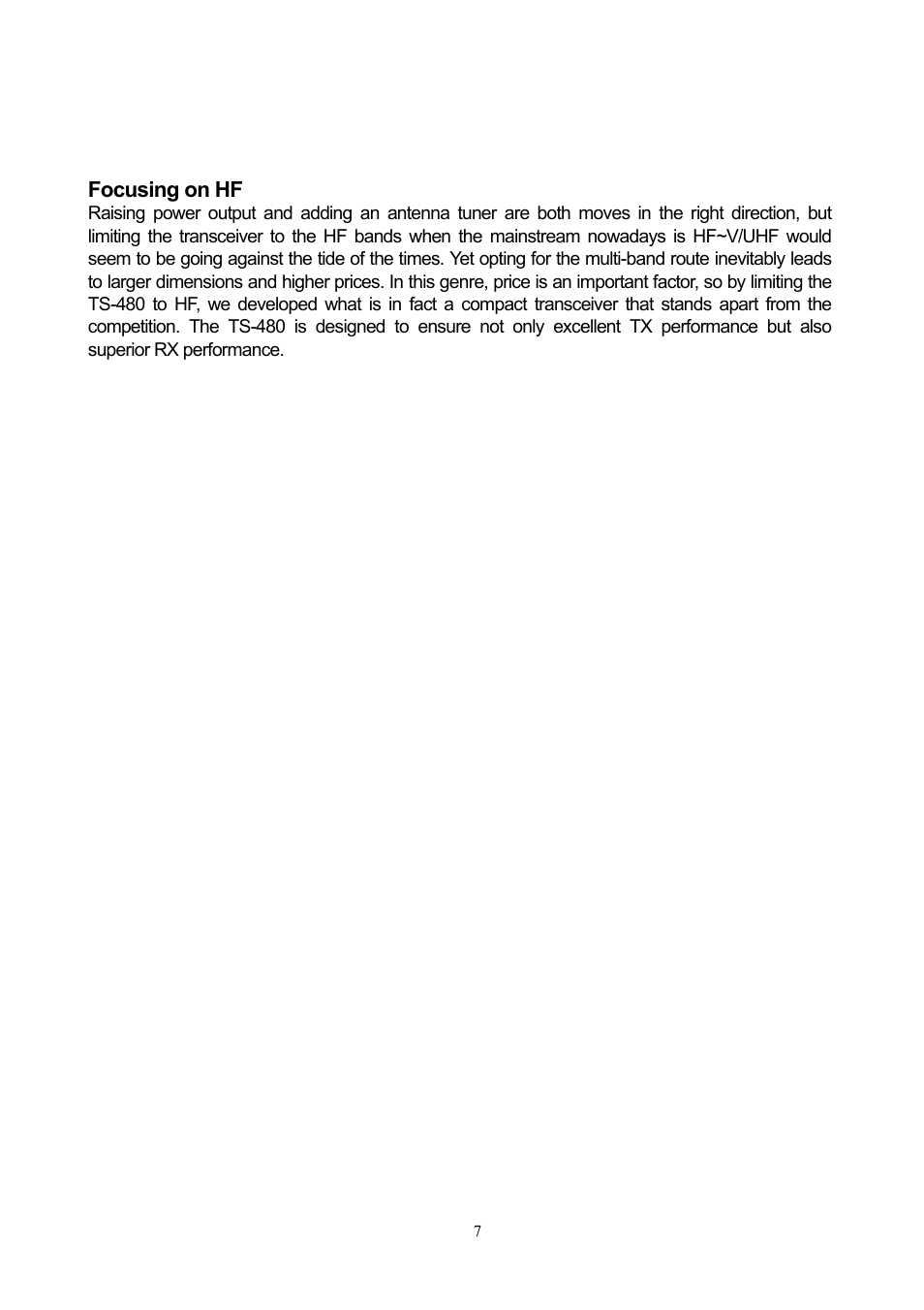 Focusing on hf | Kenwood TS-480 User Manual | Page 7 / 59