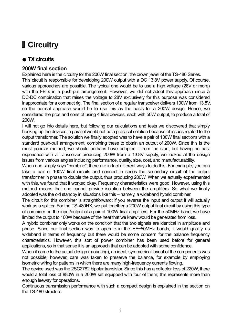 Circuitry, Tx circuits | Kenwood TS-480 User Manual | Page 8 / 59