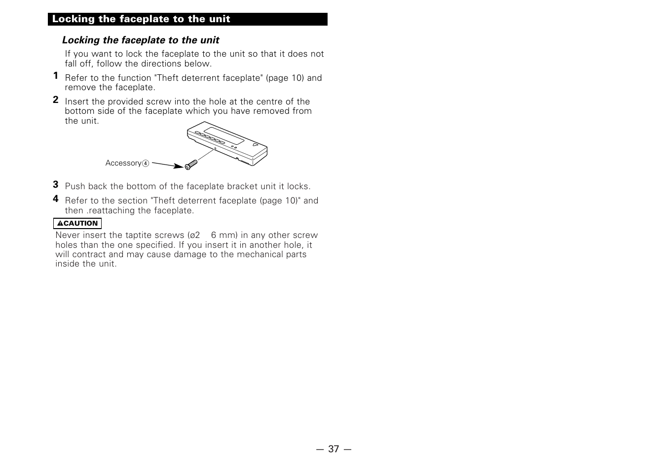 Locking the faceplate to the unit | Kenwood B64-1627-00 User Manual | Page 37 / 42