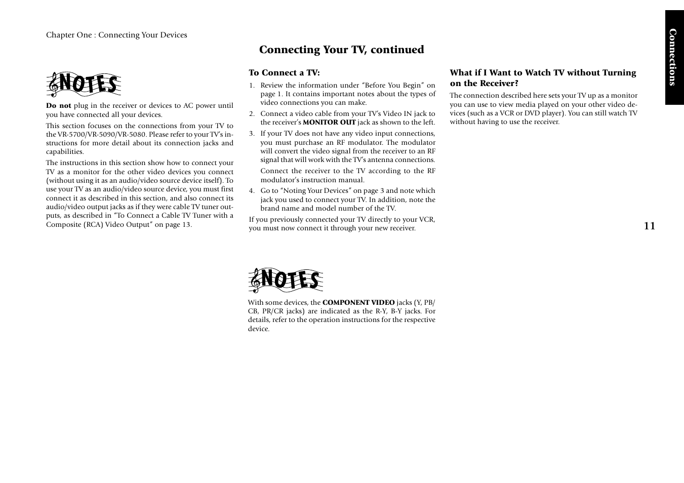 To connect a tv, Connecting your tv, continued | Kenwood Sovereign VR-5700 User Manual | Page 17 / 60