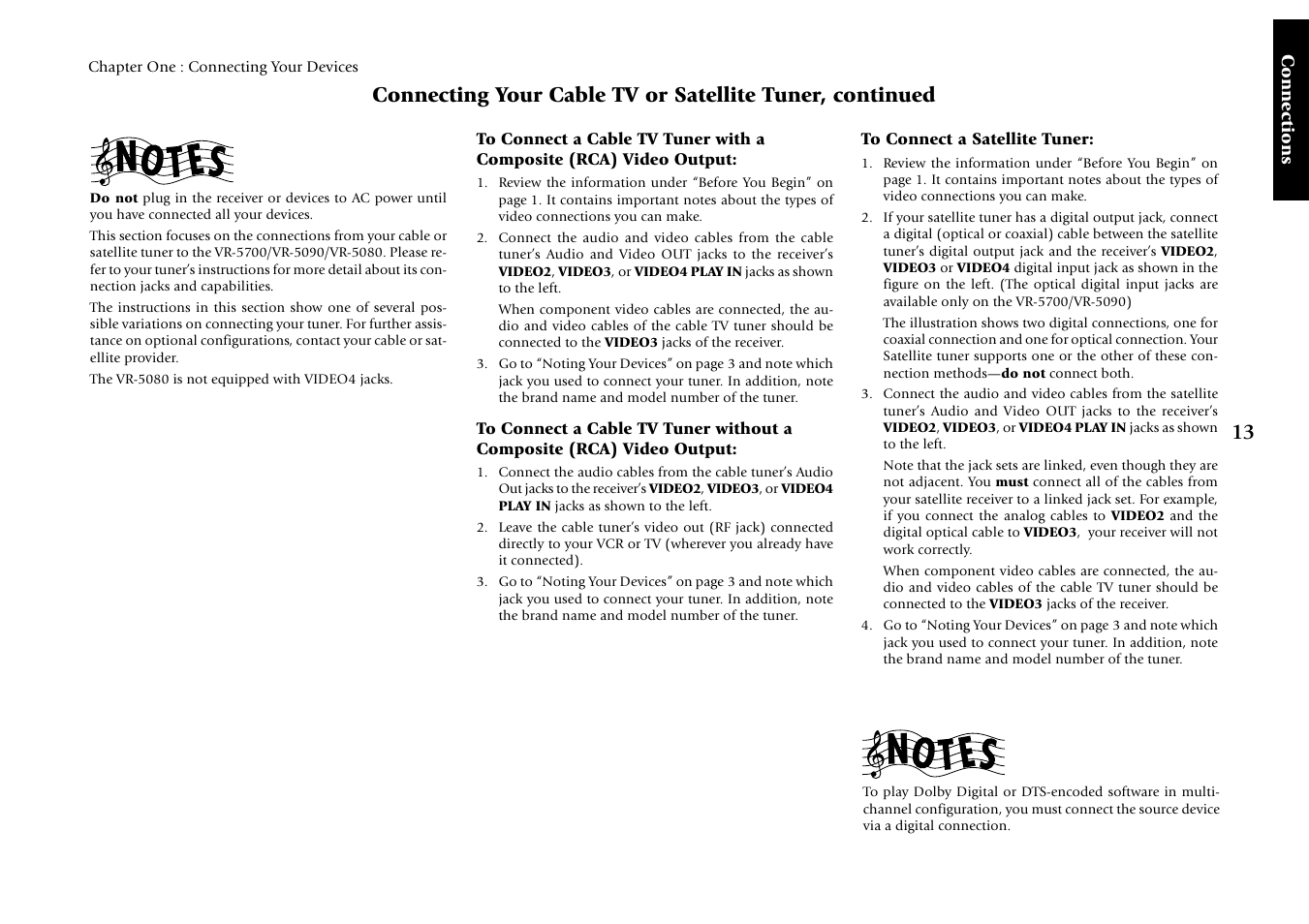 To connect a satellite tuner | Kenwood Sovereign VR-5700 User Manual | Page 19 / 60