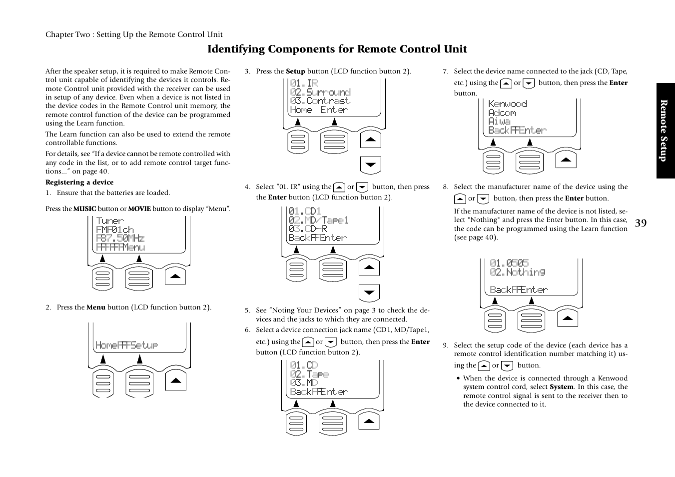 Identifying components for remote control unit | Kenwood Sovereign VR-5700 User Manual | Page 45 / 60