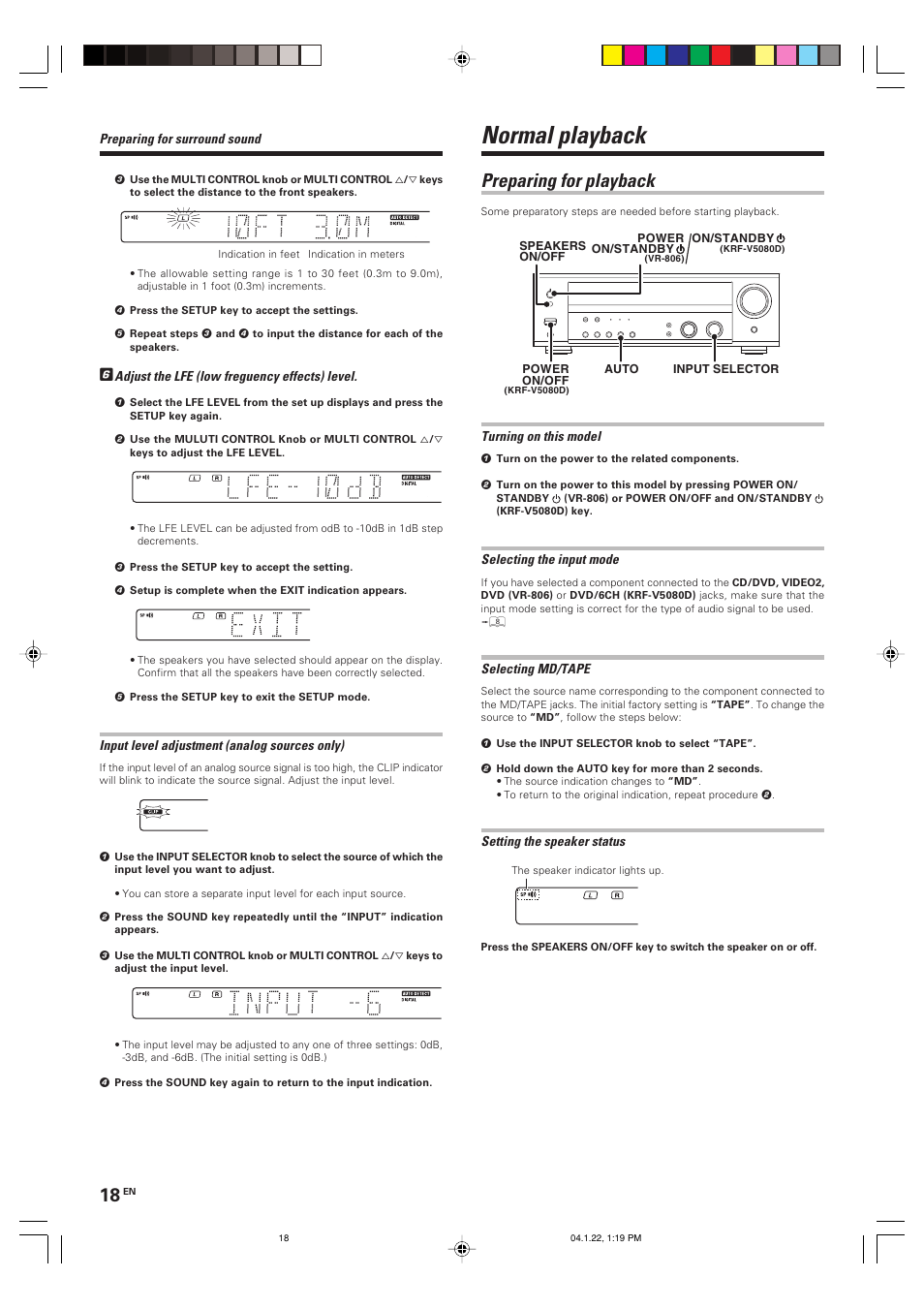 Normal playback, Preparing for playback | Kenwood KRF-V5080D User Manual | Page 18 / 32