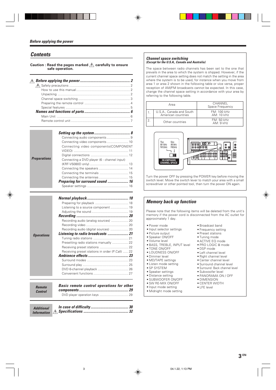 Kenwood KRF-V5080D User Manual | Page 3 / 32