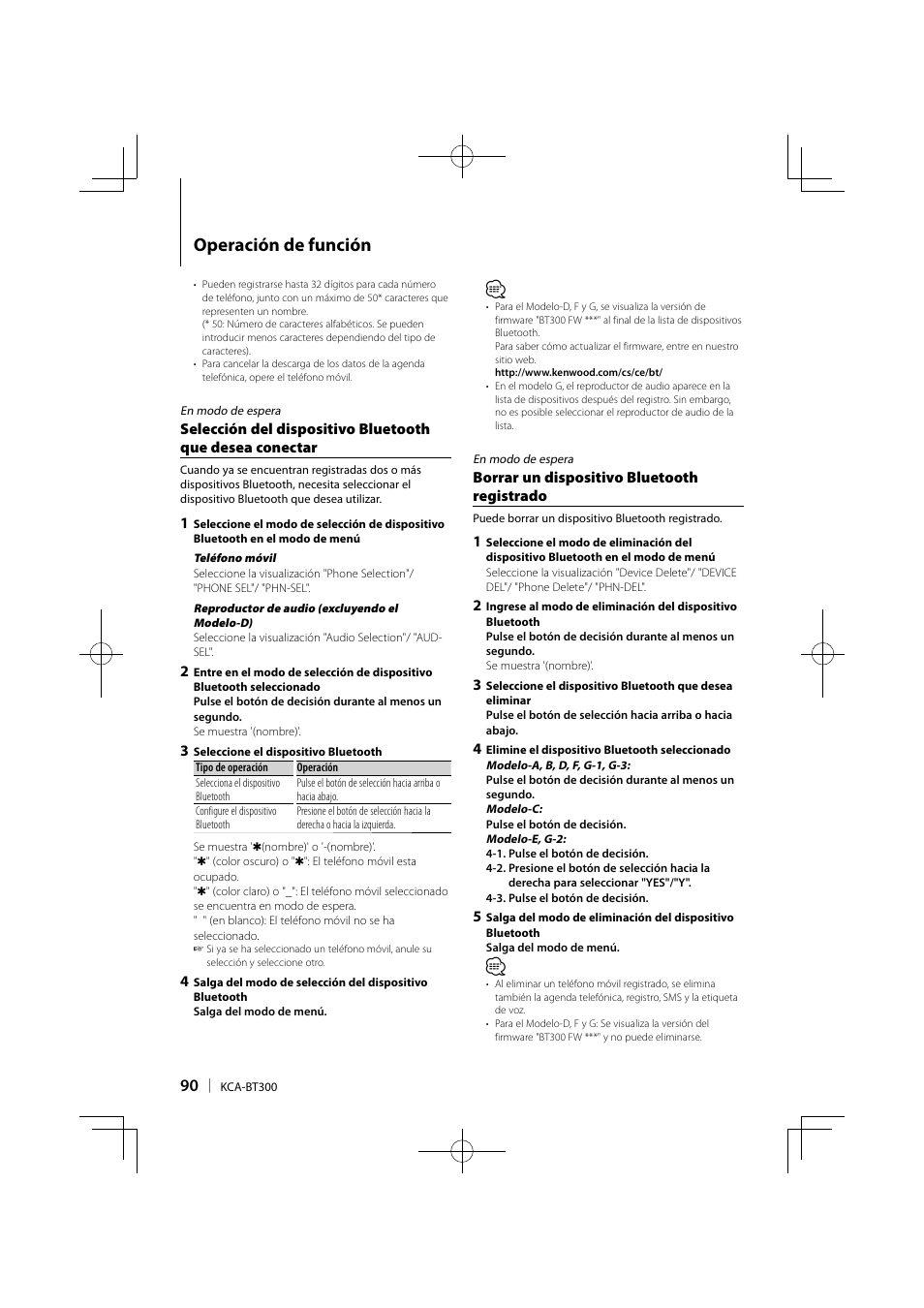 Operación de función | Kenwood KCA-BT300 User Manual | Page 90 / 104