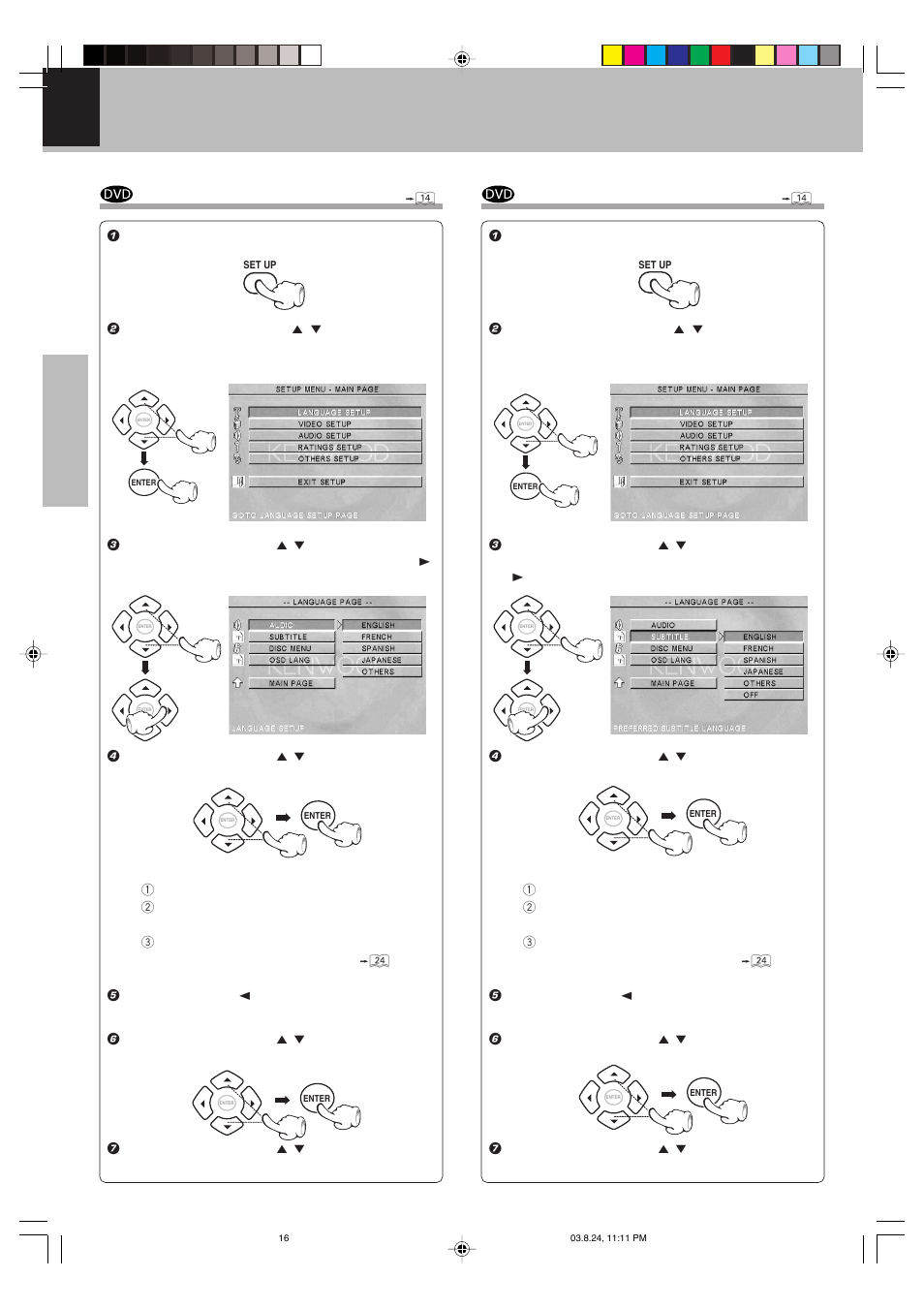 Select audio language, Select subtitle language | Kenwood DVF-S500 User Manual | Page 16 / 40