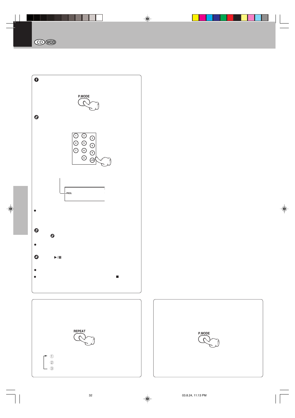 Program play, Program edit, Playback of disc | Kenwood DVF-S500 User Manual | Page 32 / 40