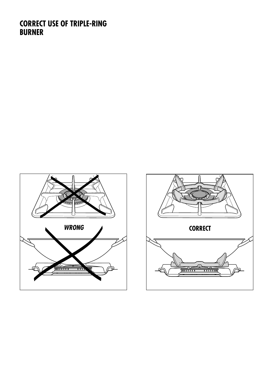 Correct use of triple-ring burner | Kenwood CK 740 User Manual | Page 10 / 48