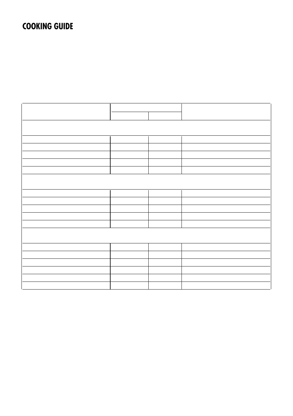 Cooking chart, Cooking guide | Kenwood CK 740 User Manual | Page 16 / 48