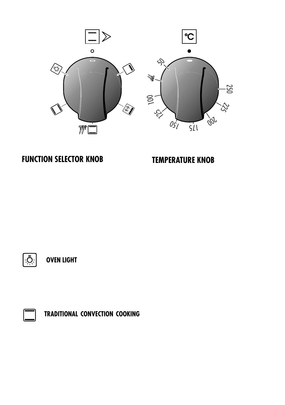 Function selector knob, Temperature knob | Kenwood CK 740 User Manual | Page 18 / 48