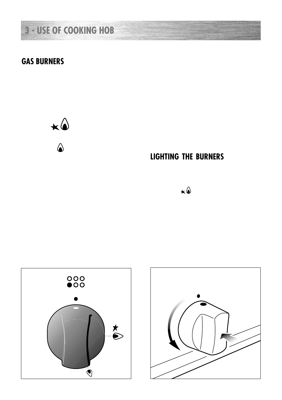 3 - use of cooking hob, Gas burners, Lighting the burners | Kenwood CK 740 User Manual | Page 8 / 48