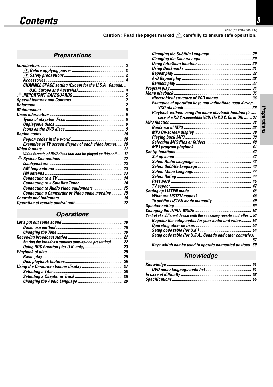 Kenwood DVR-505 User Manual | Page 3 / 68