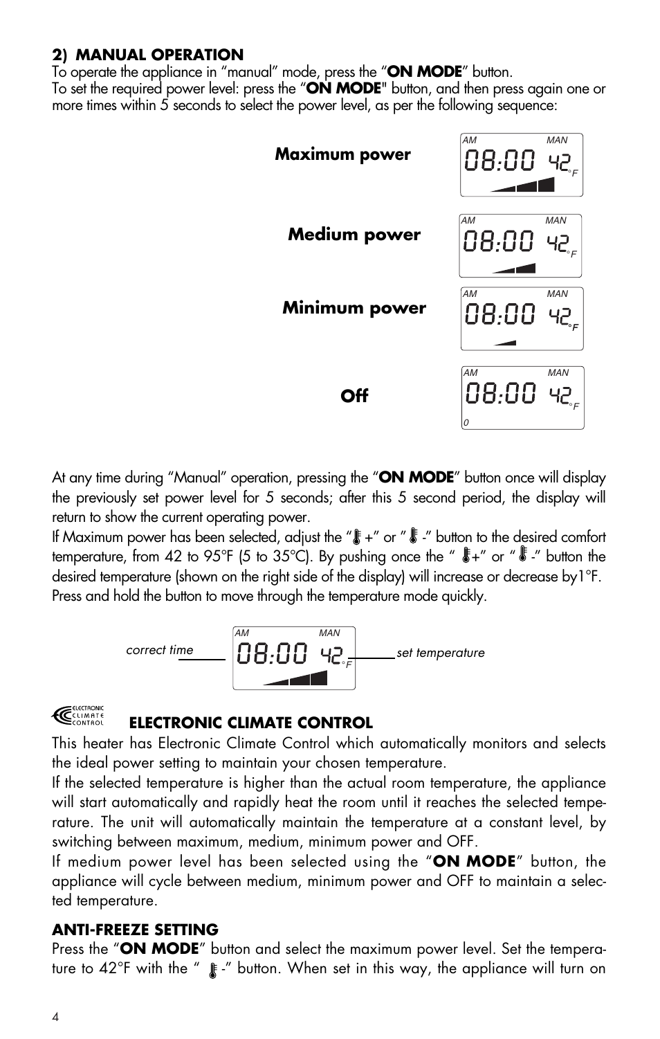 Maximum power medium power minimum power off | Kenwood EW7507EK User Manual | Page 4 / 15